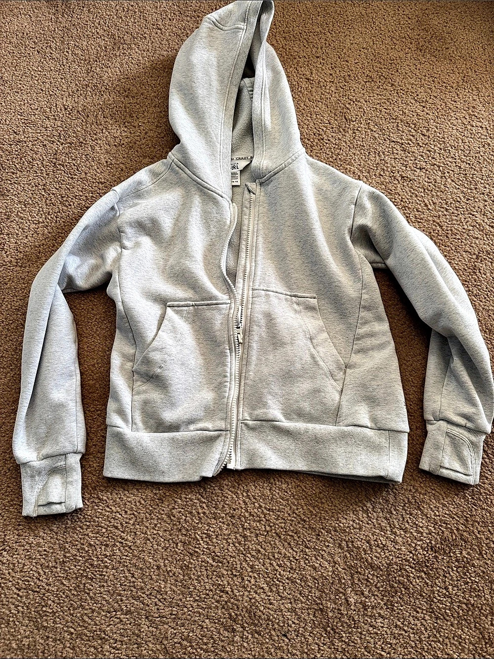 Athleta Girl Gray Zip-Up Hoodie Girls Medium (8-10)